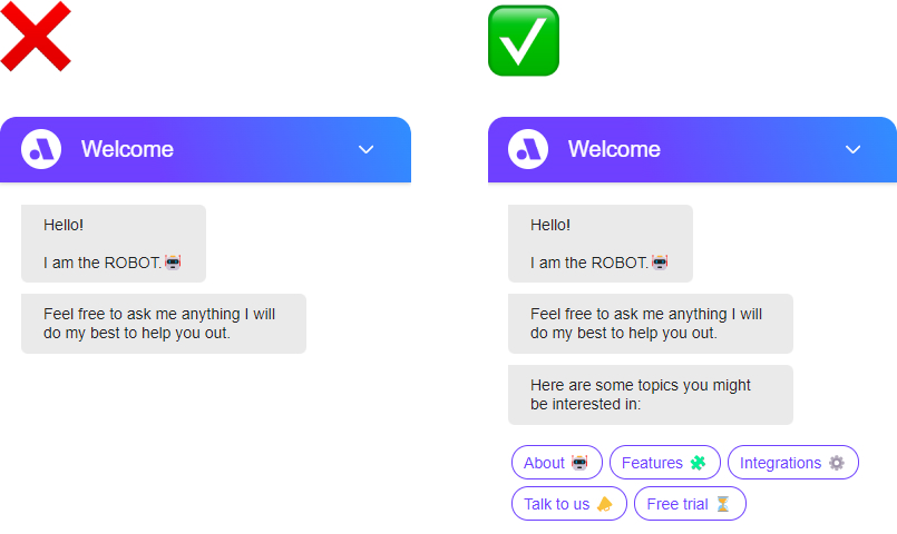 Image - Example of good use of buttons in chatbot