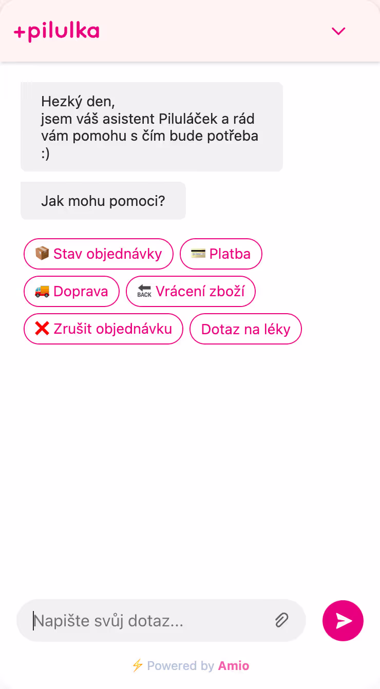 Screenshot of Pilulka chatbot